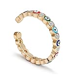 Adjustable Evil Eye Ring Rose Gold Plated Ring Open Eye Ring With 4A CZ Evil Eye Jewelry Turkish Rin