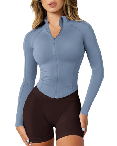 Image of GYM RAINBOW Womens Snatched Workout Jackets Lightweight Zip Up Slim Fit Gym Track Athletic Jackets with Thumb Holes