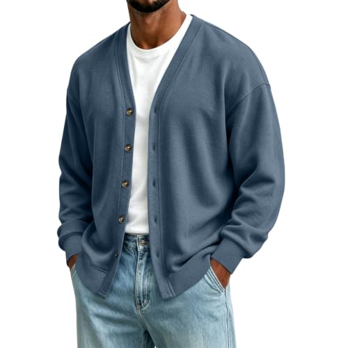 Mens Sweatshirt Cardigan Button Down Sweater Oversized Fall Light Jackets - image 2