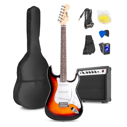 MAX GigKit Set de Guitare Électrique avec Support de Guitare – Sunburst, un Kit Idéal pour Débuter la Guitare - Les Beatles, Paul McCartney, John Lennon, RIngo Starr, George Harrison MAX GigKit Set de Guitare Électrique avec Support de Guitare - Sunburst, un Kit Idéal pour Débuter la Guitare – Image 3