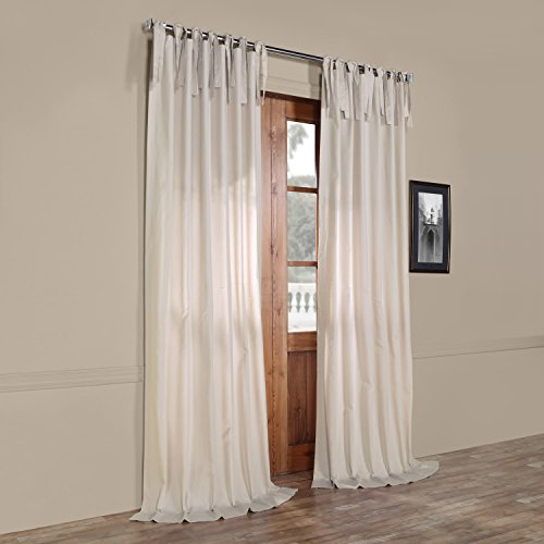 Image of HPD Half Price Drapes Solid Tie Top Cotton Curtains 96 Inches Long (1 Panel) Luxury Light Filtering Curtains for Living Room, Modern Semi Sheer Curtain for Bedroom, 50W X 96L, Hazelwood Beige