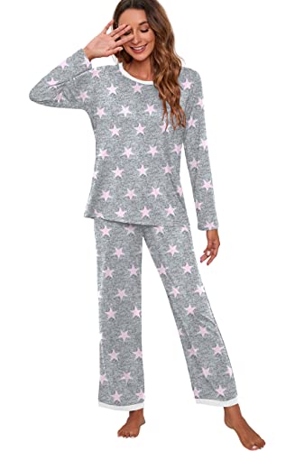 PrinStory 2025 Women's Pajama Set Long Sleeve Sleepwear Ladies Soft Pjs Lounge Set4