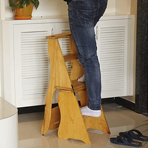 Tabouret d'escalade d'intérieur pliable 4 escabeaux double usage bois - 5