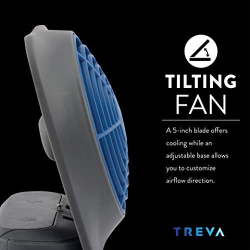 O2COOL Treva Ventilador de mesa portátil de 12 cm alimentado por bateria, 2 velocidades de resfriame