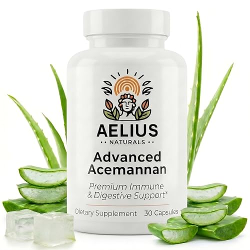 Aelius Naturals Advanced Acemannan Aloe Vera Capsules 670mg Proprietary Blend for Immune & Digestive Support - High-Potency Cold-Extracted Acemannan 30 Servings