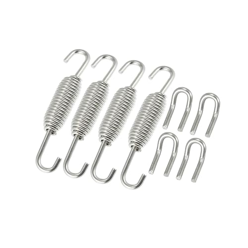 Image of 1 Set 31mm 1.22 inch Motorcycle Exhaust Pipe Spring with U Shape Hooks Stainless Steel Silver Tone Replace Parts