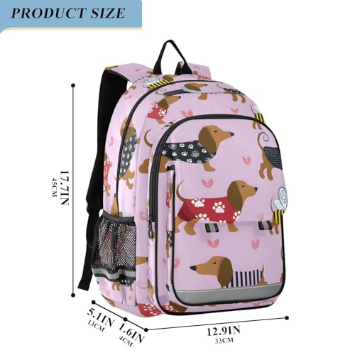 ALAZA Sausage Dog Pattern School Backpacks Reflective Safety Backpack2