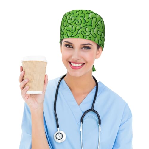 Image of Working Cap Scrub Cap with Sweatband Adjustable Unisex Women Tie Back Hat Nurse Surgical Caps