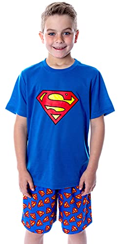 Intimo SM2019SSSB Dc Comics Big Boys' Superman Logo Short Sleeve Pajama Short Set (6/7) Blue cover