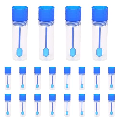 FHRYNA 20 Stück Sterile Probenröhrchen 15ml mit Löffel, Stuhlprobenröhrchen für Menschen und Haustiere, Urin Sammelbehälter Auslaufsicher, Kunststoff Kotprobenröhrchen für Hund Katze, Laborzubehör