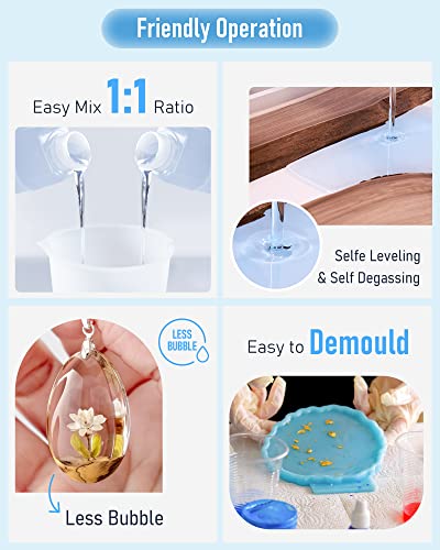 image for Nicpro 16 Ounce Crystal Clear Epoxy Resin Kit, Food Safe DIY Starter E