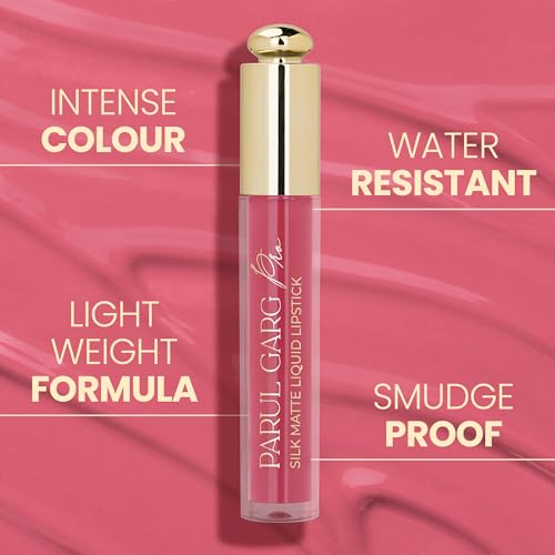 Image of Parul Garg Beauty Silk Matte Liquid Lipstick | Long-Lasting & Smudge-Proof | Soft Matte Finish | Vegan & Clean Beauty | Hydrates with Shea Butter & Vitamin E | Shade: Iris 14 - Classic Pink, 3ml