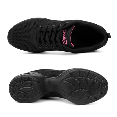 Women Dance Sneakers Jazz Shoes Lace-up Sneaker,Air Cushion Mesh Slip Jazz Dance Shoes Platform Split Sole Athletic Walking Dance Shoes2