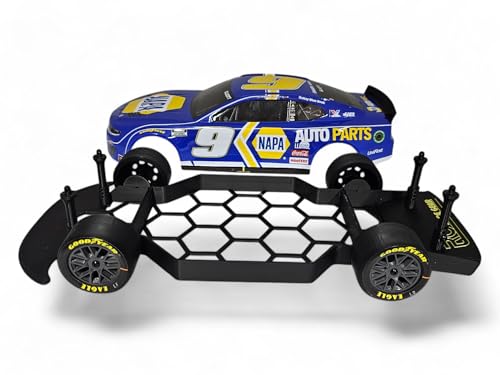 Body Display Chassis Kit - Compatible with Losi NASCAR 1/12 Scale RC Cars and Others - Includes Tires and Wheels (Modern Wheels)