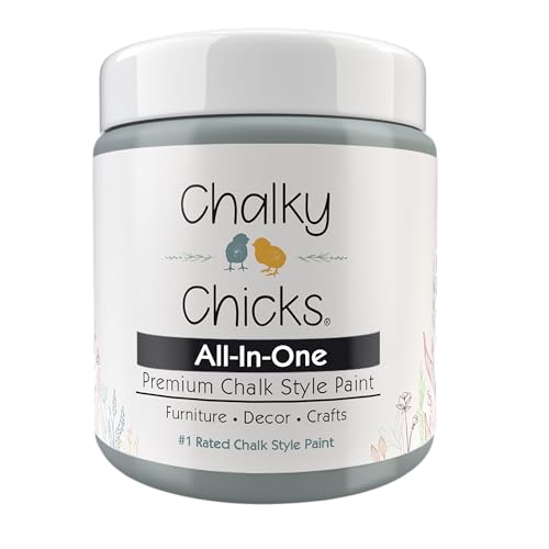 Chalky Chicks 8 Fl Oz Matte Overcast (Blue Gray) Chalk Paint for Furniture Without Sanding - No Prep Furniture Paint No Sanding All in One for Crafts, Wood, Walls, Cabinet, Metal, Dresser, Farmhouse