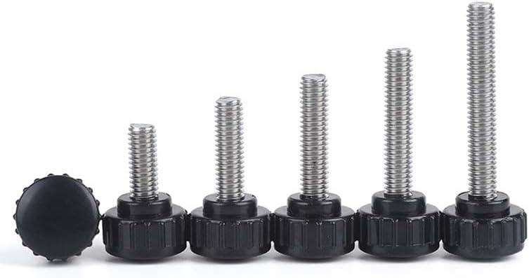 100pcs M4 x 15mm Thread 10mm 15mm 20mm Round Head Bakelite Knurled Grip Knob Handle Screw on Thumbscrew Knurled Knob - (Color: Black, Size: Head Dia15xM4x10mm)