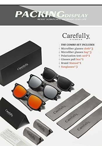 Image of Carefully Driving Sunglasses Men Women Square Polarized Sun Glasses Fishing UV protection (3 pack)
