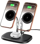 SwanScout 706M Chargeur sans fil pour iPhone 17, Chargeur magnétique double pour iPhone 16/1514/13/12 Series, Station de recharge pour AirPods Pro 2, AirPods 4/3rd (Noir)