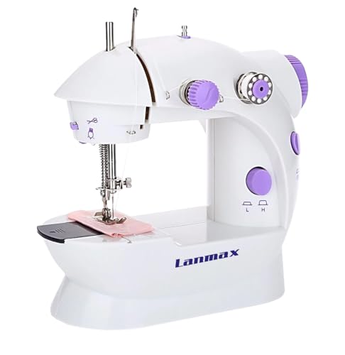Mini Máquina De Costura Portátil Bivolt Com Pedal Lanmax