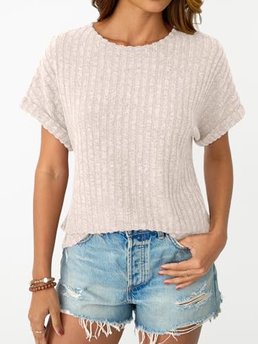 LILLUSORY Women Short Sleeve T Shirt Summer Sweater Dressy Casual Blouse Business Top Work Clothing2