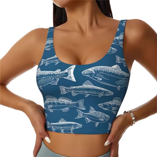 Ocean Fishes Print Womens Utility Vest Sports Vest Yoga Workout Vest for Women Lightweight Summer