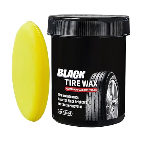 Balsamo Per La Cura Dei Pneumatici | Preparazione Cerchi E Lucidatura Pneumatici | Pasta Impermeabile Per La Cura Dei Pneumatic | Detergente Per Pneumtici Nero Con Spugna Per Auto, SUV, Camion, Camp