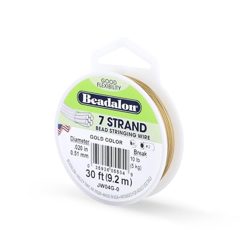 Beadalon 7-Strand Stainless Steel Beading Wire, .020 in / 0.51 mm - Gold