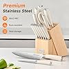 Sunnecko Knife Set with Block and Sharpener, 15 Piece Kitchen Knife Block Set Sharp Kitchen Knives High Carbon Stainless Steel with White Handles