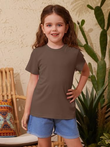 Image of ZDC Girls' Short Sleeve Shirts Kids Crewneck T-Shirts Summer Tops Basic Tees 5-14 Years