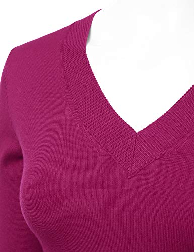 Image of LALABEE Women's V-Neck Long Sleeve Soft Stretch Pullover Knit Top Sweater (S~XXL)
