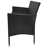 KMH 2-sitzer Gartenbank Holme aus schwarzem Polyrattan - 2