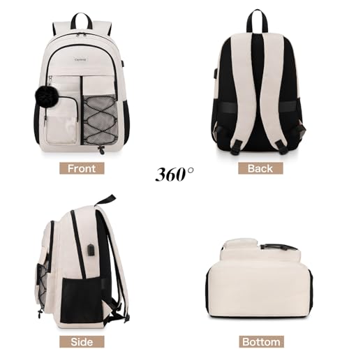 Image of Laptop Backpack for Women College Bookbag: 15.6 Inch Casual Work Backpacks with USB Charging Port Waterproof Womens Travel Back Pack with Laptop Compartment for Teacher Nurse Computer Bag - 3 PCS Set