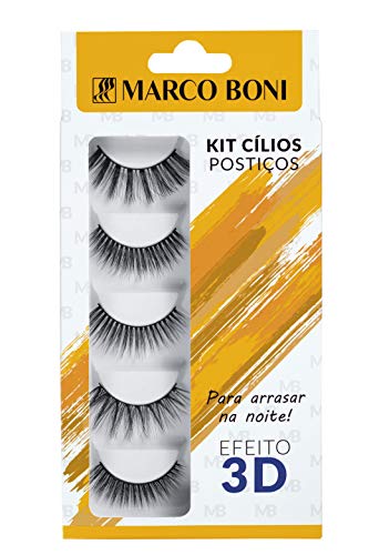 Marco Boni Kit Cílios Postiços Noite Fio Sintético Volume Intenso 1883 Preto 5 Modelos