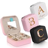 iDIY Joyero mujer personalizado regalo mujer, con nombre y flor del mes de nacimiento, Organizador de joyas para anillos, collares, pendientes, Regalo niña, regalo madre, regalo cumpleaños