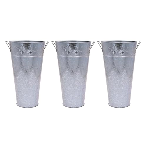Hosley Set of 3 Galvanized Vases 6.5