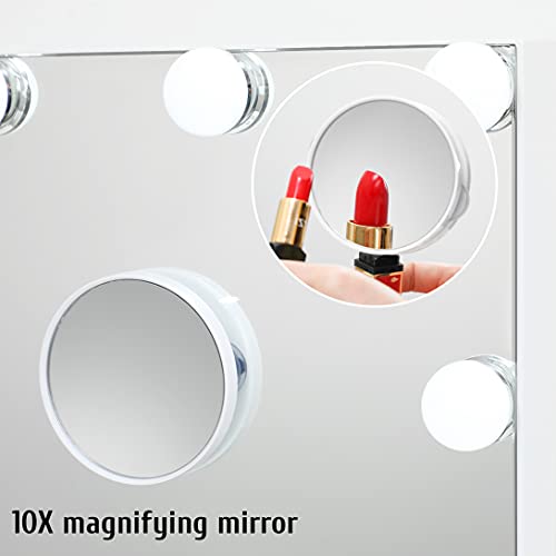 2-FNS Hollywood Make-upspiegel met 12 dimbare ledlampen, touch-bediening, cosmeticaspiegel, grote theaterspiegel met 3 kleuren licht en USB-oplaadpoort, tafelblad of wandmontage - Image 3