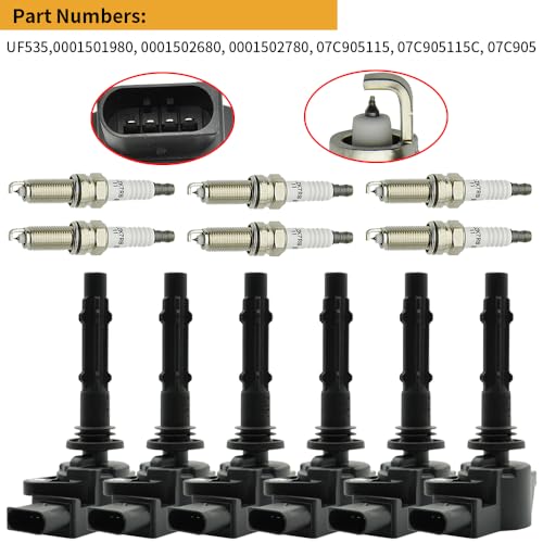 Image of 6Pcs UF535 Ignition Coils & Spark Plug Compatible with Dodge Freightliner Sprinter Mercedes-Benz C230 C250 C280 C300 C63 Cl550 Clk350 Cls500 E280 E300 E350 E400 E550 G550 G63 Gl450 Gl550
