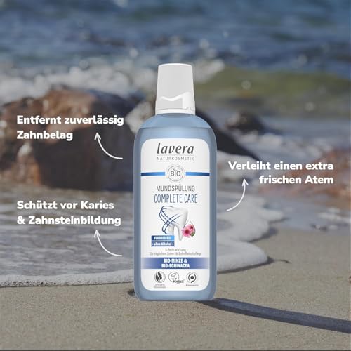 lavera Mundspülung Complete Care - Alkoholfrei -Fluoridfrei - Bio-Minze und Bio-Echinacea für 5-fach-Wirkung - Vegan - Naturkosmetik - 400 ml