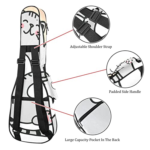 Sac à dos pour ukulélé de concert soprano ténor housse 10mm
