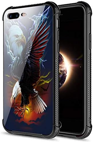 DAHAOGUO iPhone 8 Case,American Bald Eagle Pattern Tempered Glass iPhone 7 Cases for Girls Wome [Four Corners] [Anti-Fall] Fashion Pattern Design Cover Case for iPhone 8/7