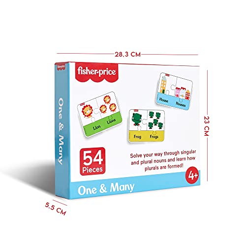 Image of Fisher Price One & Many - 54 Pieces Singular & Plural Learning Puzzles for Kids Age 4+ Years & Above - Learning and Development Puzzles - Fun & Learn with Colorful Puzzles