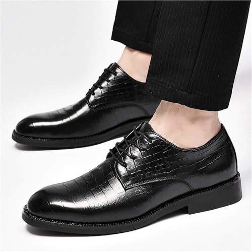 Men's Lace up Business Formal Oxford Shoes Comfortable Stylish Crocodile Leather Vintage Design2