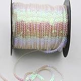 Especificación:  4MM 200 yardas rollo de lentejuelas redondas planas para coser adornos de lentejuelas cinta de encaje para prendas de vestir artesanías accesorios de bricolaje, transparente, 4 mm