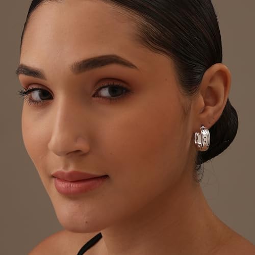 LeCalla 925 Sterling Silver Filigree Hoop Earrings for Women | Antique Oxidized Click-Top Hoop Earring Jewelry | Women's Small Chunky Filigree Earring - Image 2