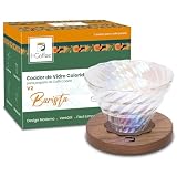 iCoffee Jarra e Coador Profissional de Café Japonês em Madeira Nogueira, Utensílio para Pour Over e Métodos Manuais (Copo coador colorido com base em nogueira)