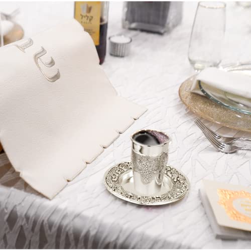 Boker-Tov Shalom Silver Plated Kiddush Cup Set thumb #6
