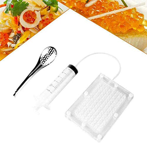 Rapid Caviar Maker Kit Caviar Spherification Tool Hole Spherification Dropper Gastronomy Kit 100 Roe Sauce Dispenser Strainer Tools with Spoon & Syringe