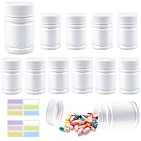 GZqiancang 12 STK Pröbchen Fläschchen,50ml Weiß Tragbare Plastikflasche mit Deckel Schraubverschluss,für Kosmetik Camping Reisen Shampoo Lotion, mit 2 Aufkleber