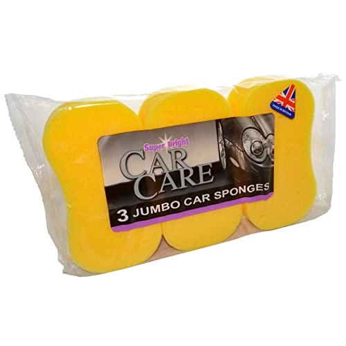 Super Bright: Car Care, Car Wash, Window Cleaning (3 x jumbo car sponges)