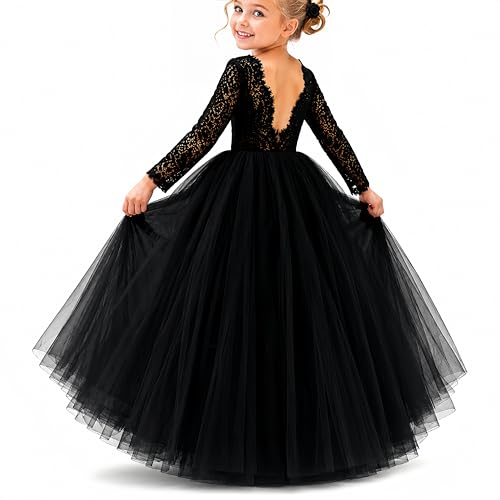 Image of Topmaker Flower Girl Dress for Toddler Baby Girls,Lace Tulle Dress for Wedding,Birthday Party,Photoshoot,Special Occasion